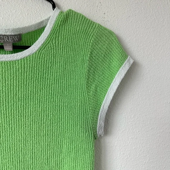 J Crew Green and White Terry Cloth Short Sleeve - Size Small - Picture 2 of 3